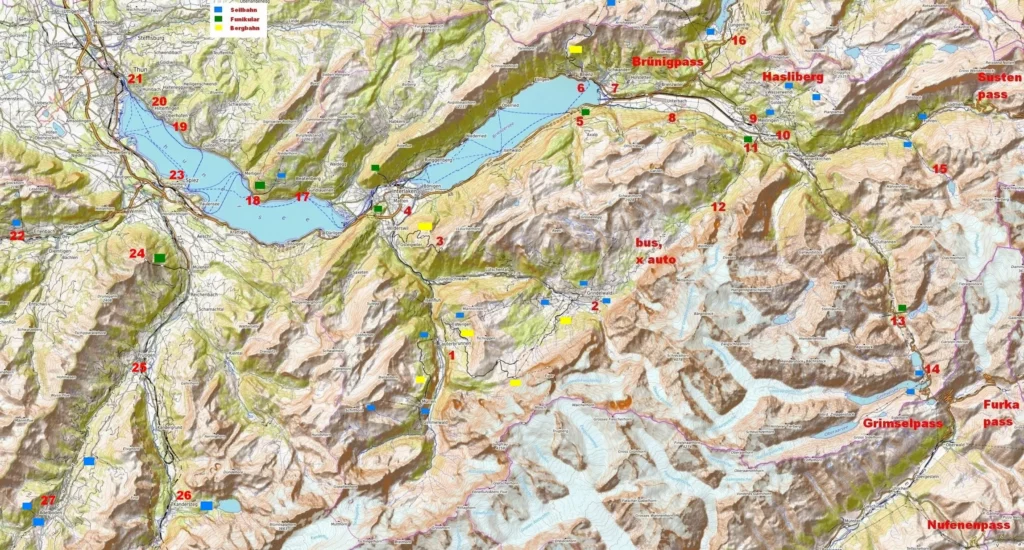 Reiseziele rund um Interlaken - Jungfrau Region Karte
