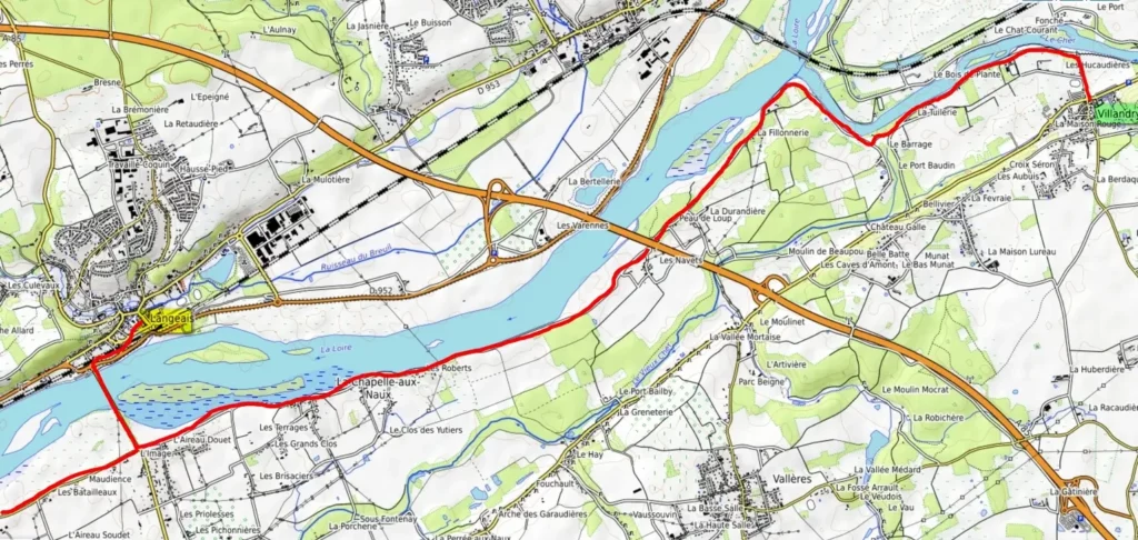 Loire cycle route map Villandry Usse / Loire Radweg Karte