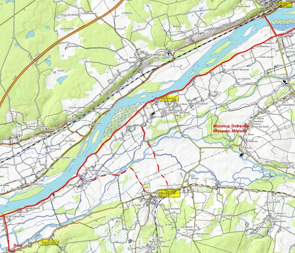 Loire cycle route Langeais Usse / Loire Radweg Karte