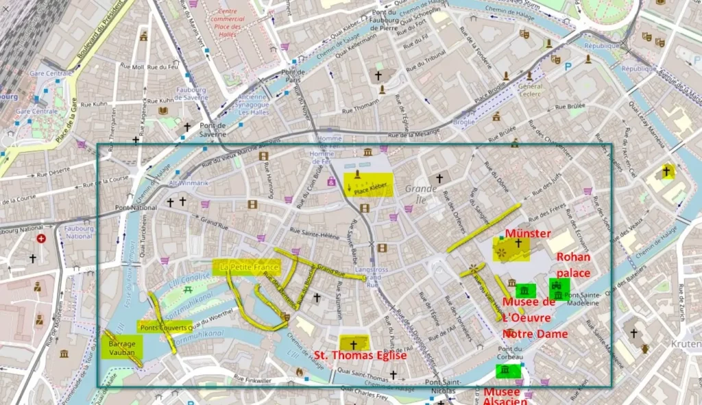 Strasbourg what to see map Strassburg / Straßburg Altstadt Karte