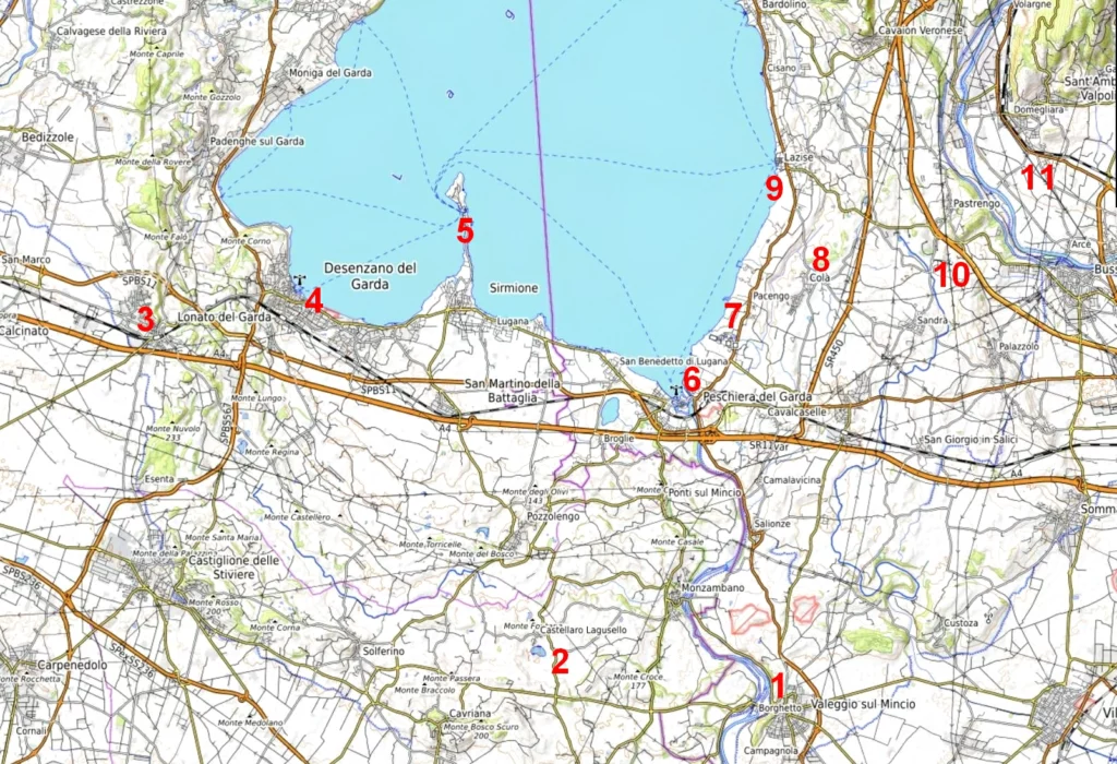 lake garda south map / Gardasee Süd Karte