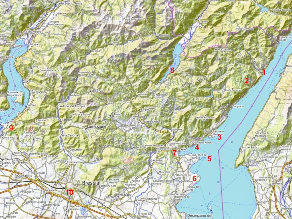 Lake Garda west side / Gardasee Westufer Karte