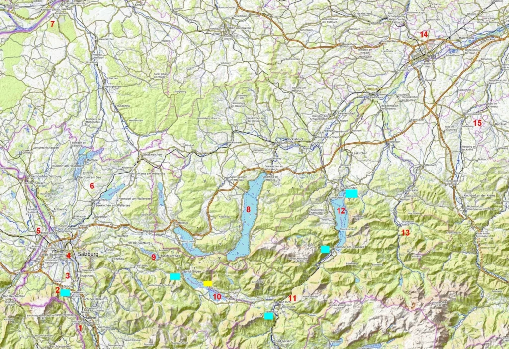 Salzkammergut best places to visit map / Salzkammergut Karte